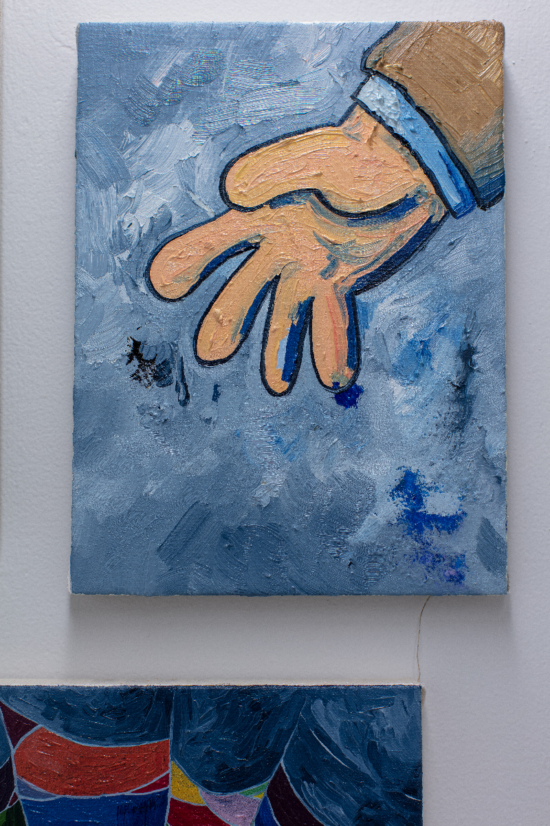 A painting of a cartoon hand